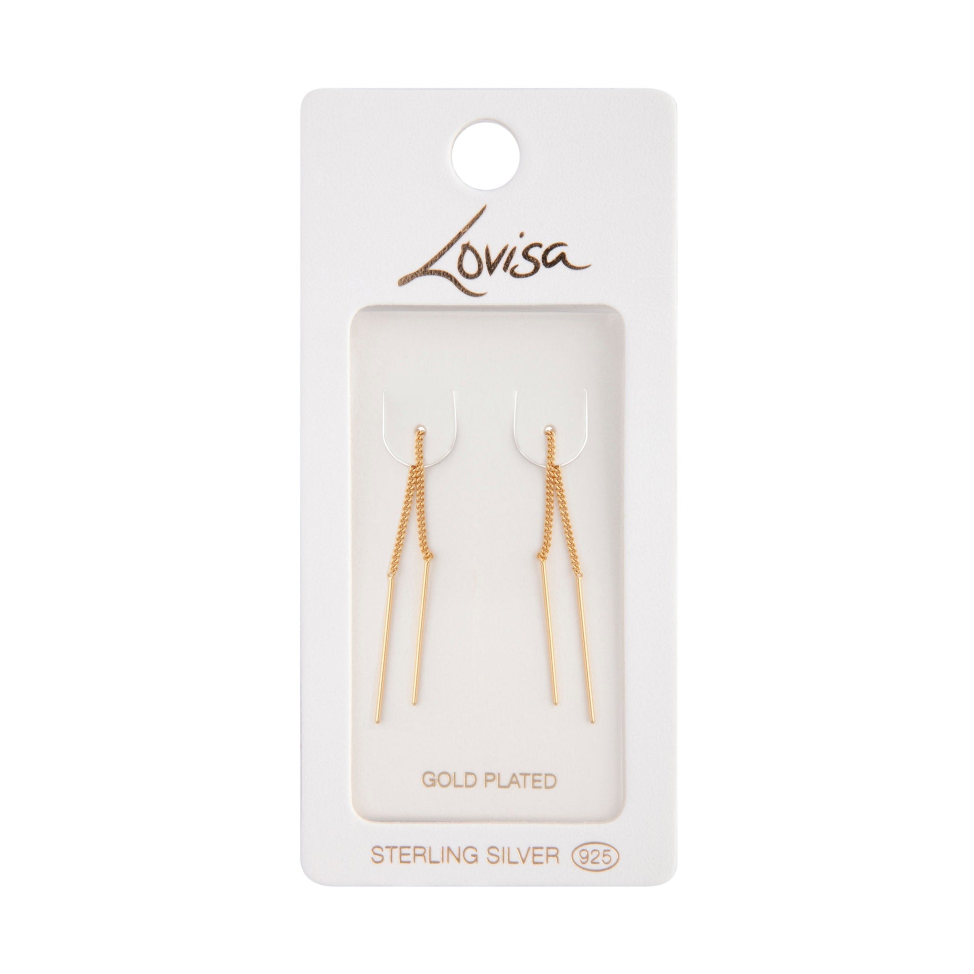 Gold Plated Sterling Silver Long Thread Through Earrings