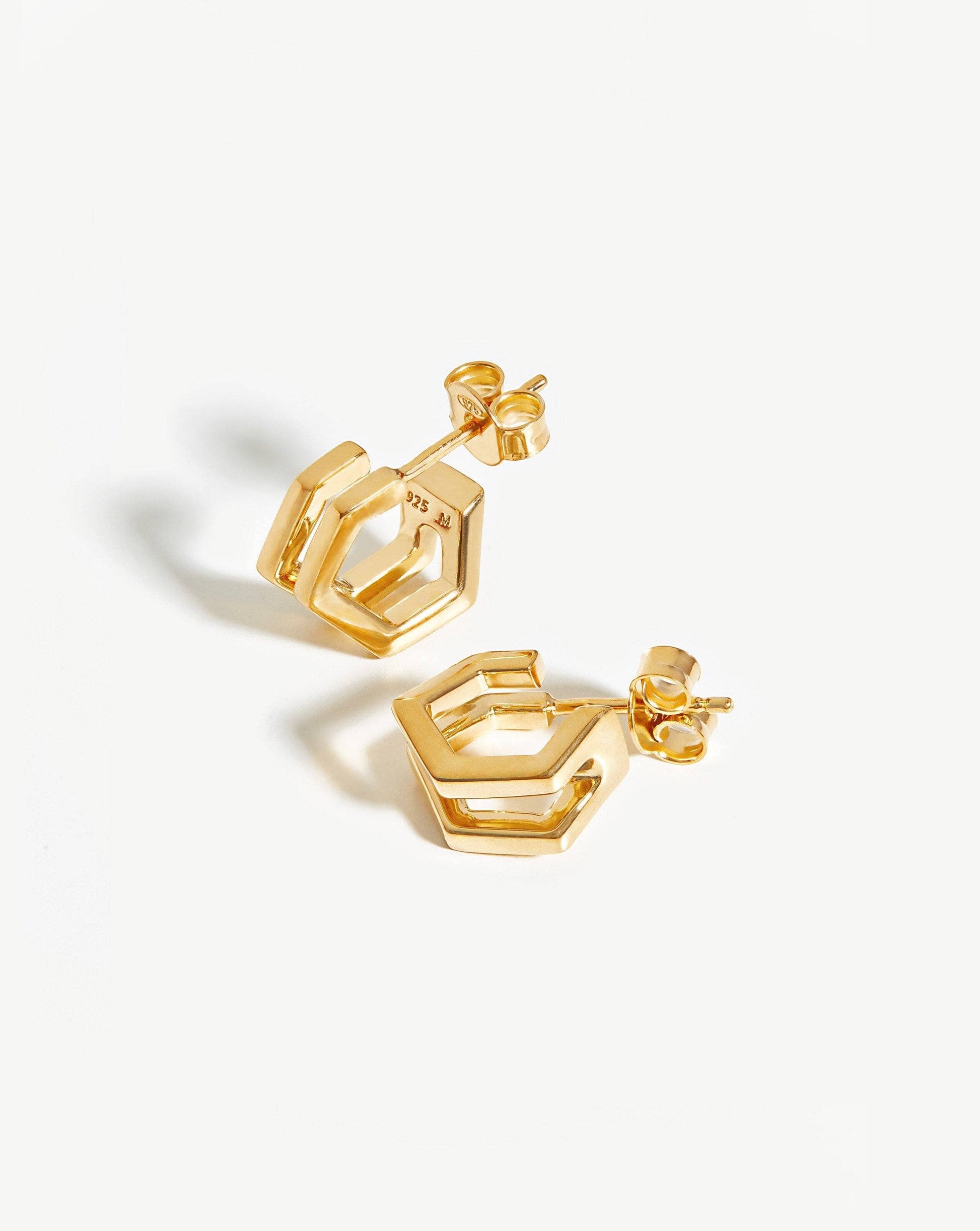 Hex Double Huggies | 18ct Gold Plated Vermeil