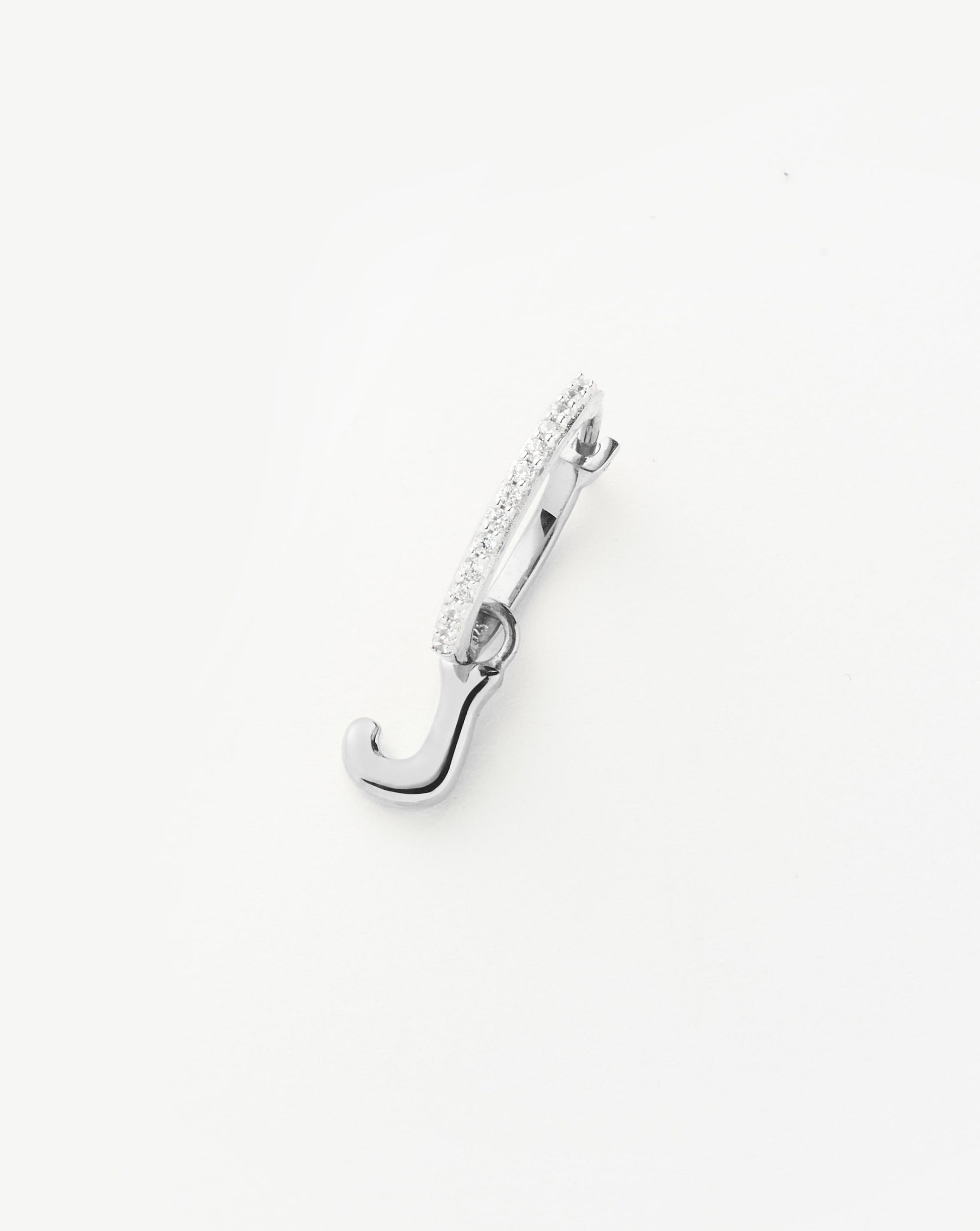 Initial Single Charm Hoop Earring - Initial J | Sterling Silver