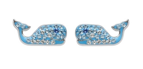 Crystal Whale Stud Earrings