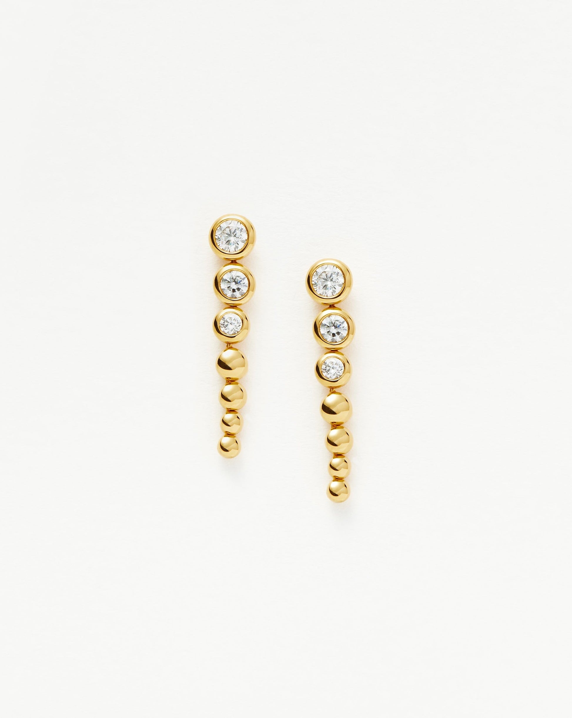 Articulated Beaded Stone Drop Stud Earrings | 18ct Gold Plated Vermeil/Cubic Zirconia