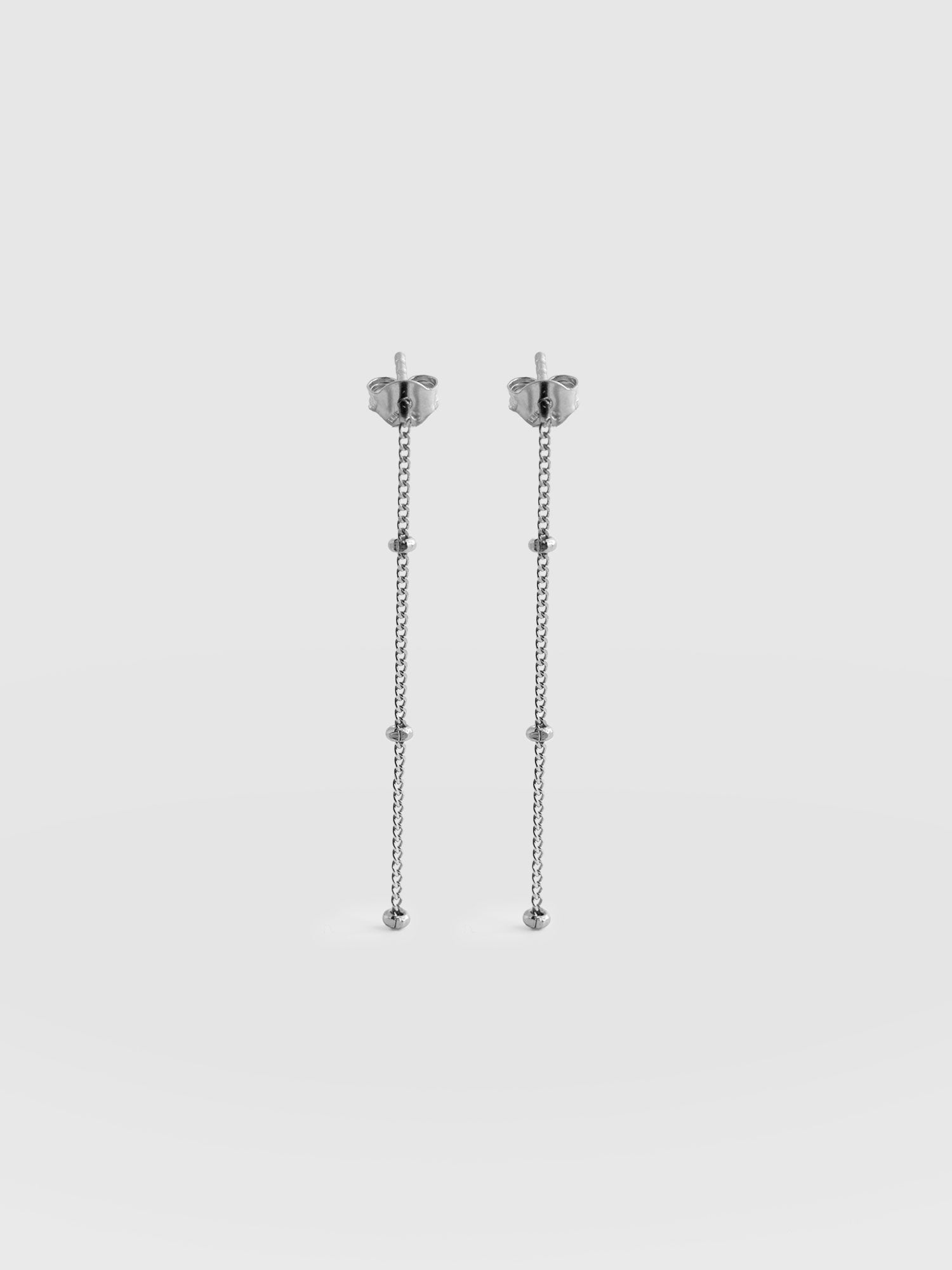 Ball Chain Drop Earrings - Silver