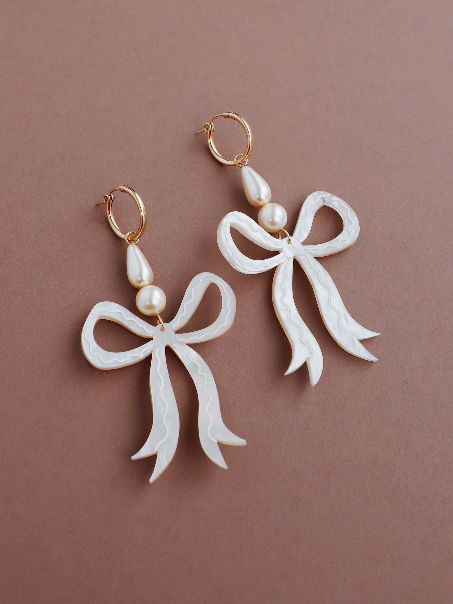 48. Bow Statement Hoops in Cream - No Hoops/Charms Only - Seconds