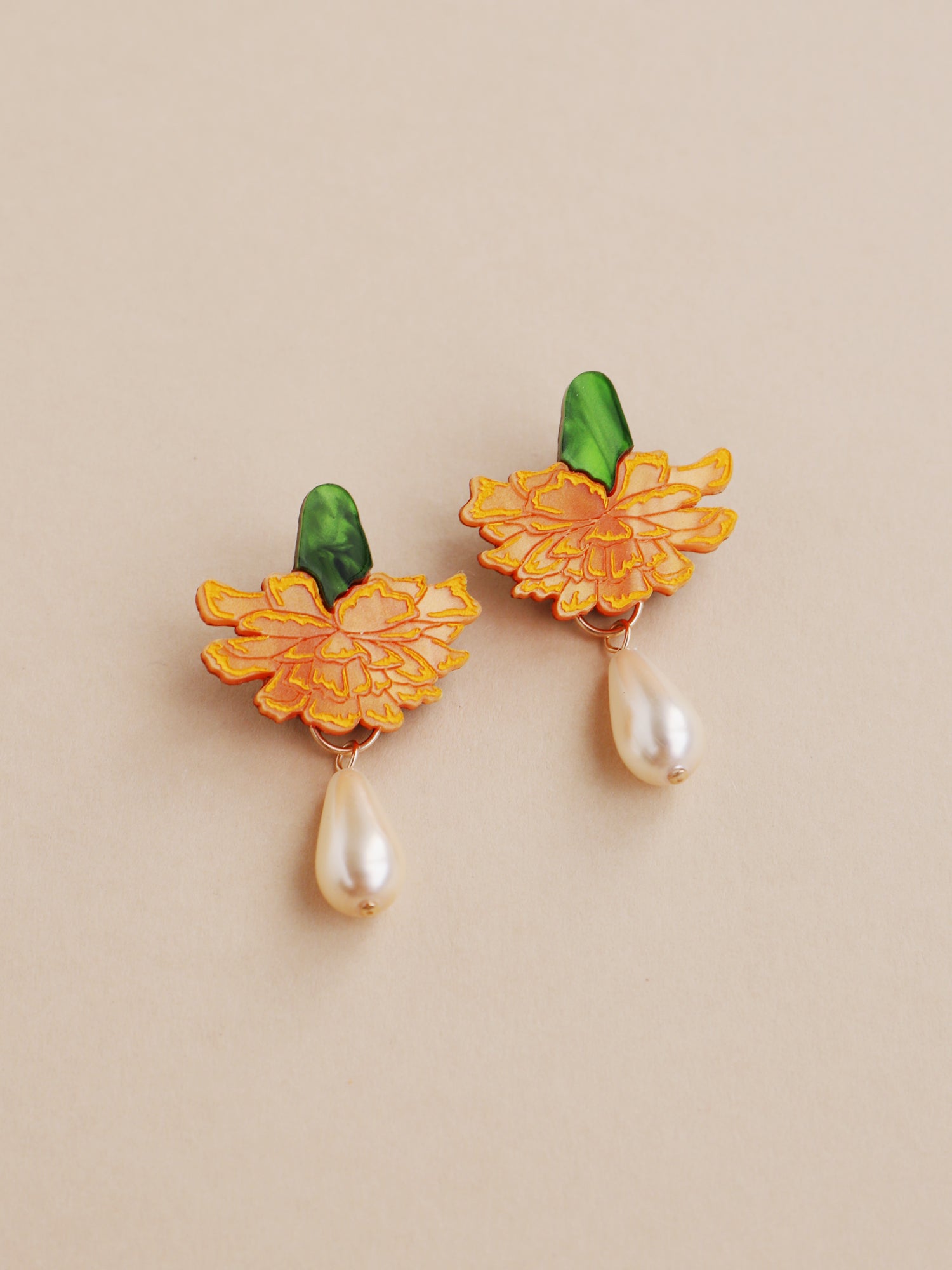 Calendula Drop Studs - Clip On