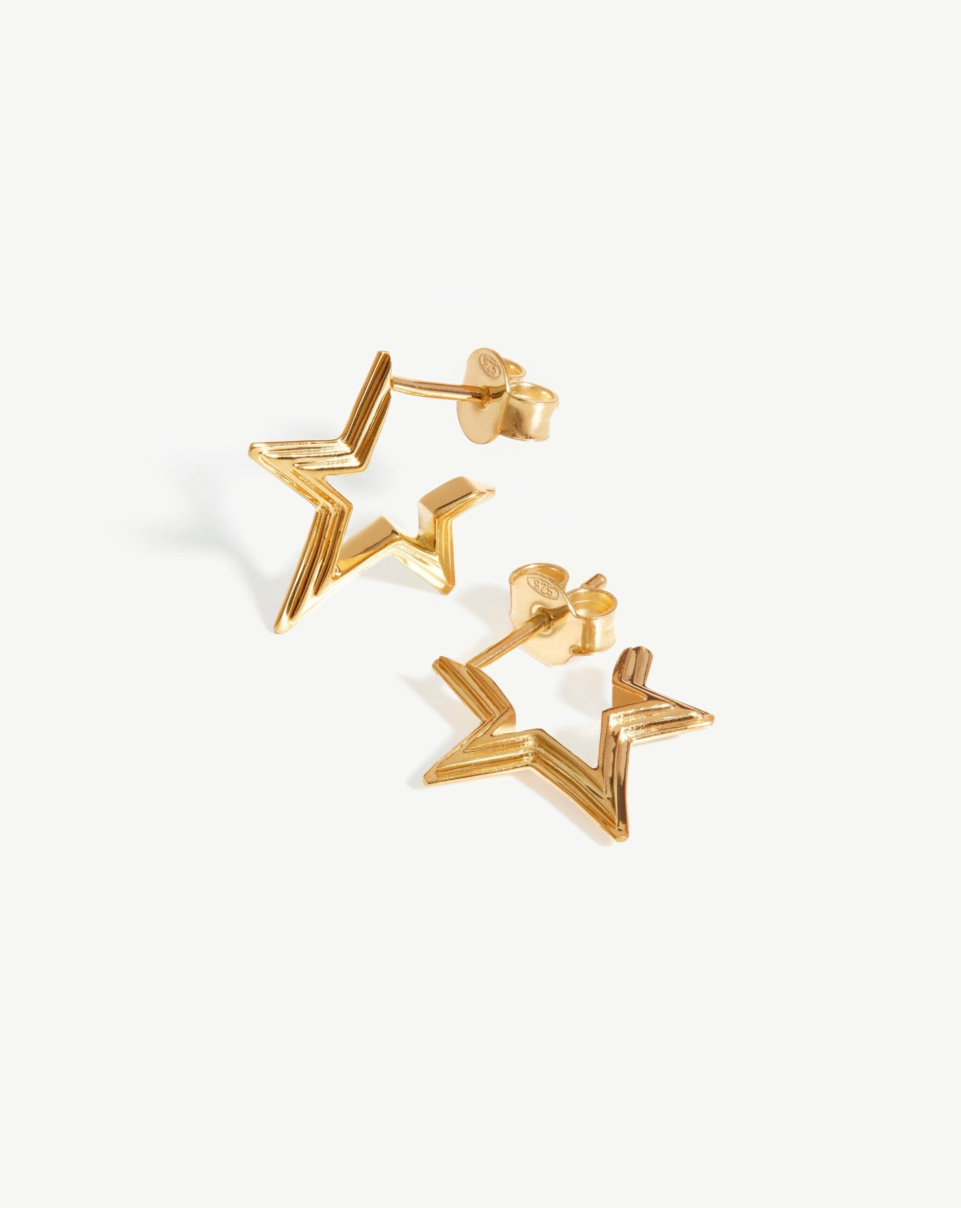 Celestial Mini Ridge Star Huggies | 18ct Gold Plated Vermeil
