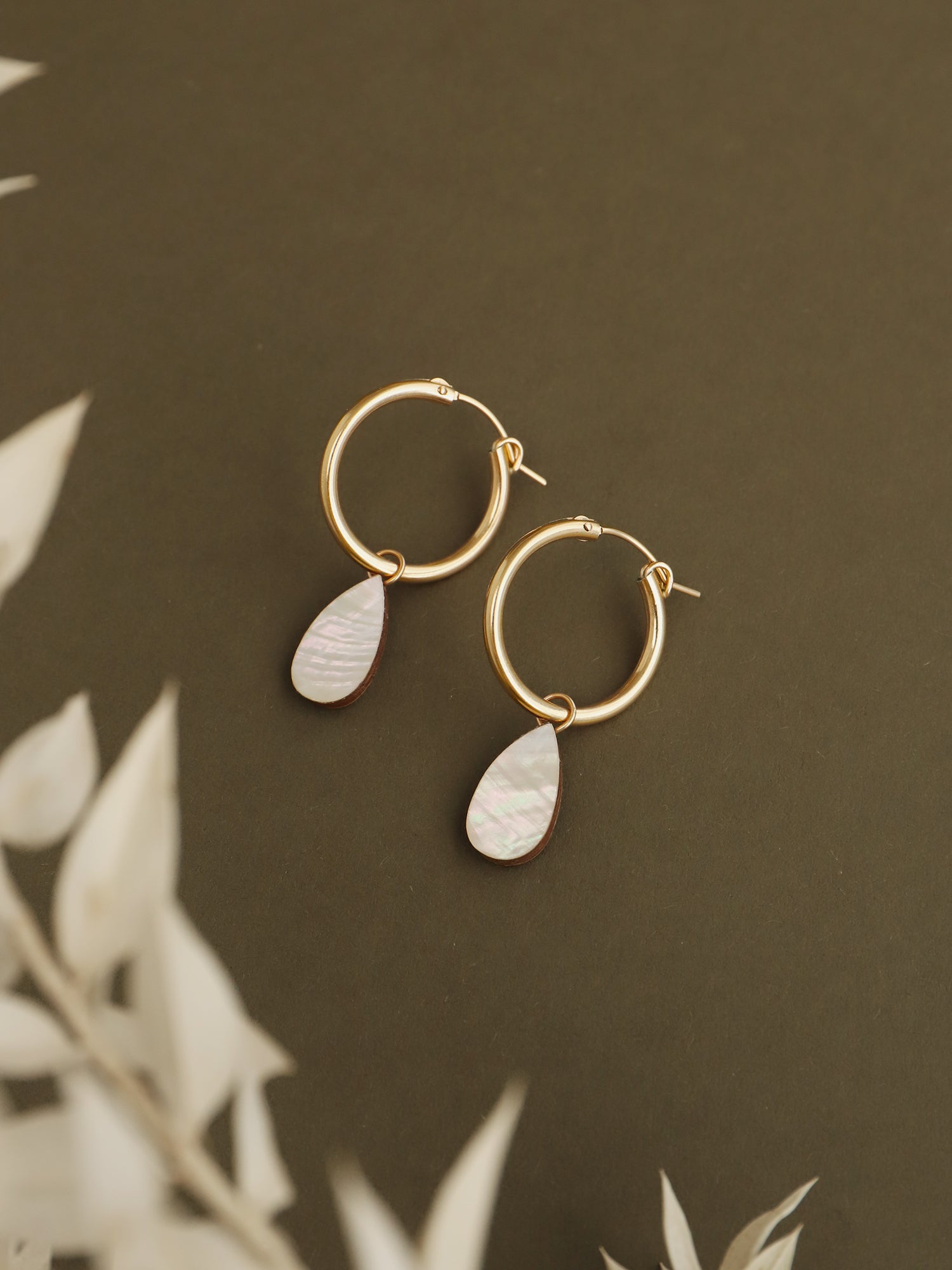 19. Raindrop Hoops in Cream - Gold - No Hoops/Charms Only - Discontinued