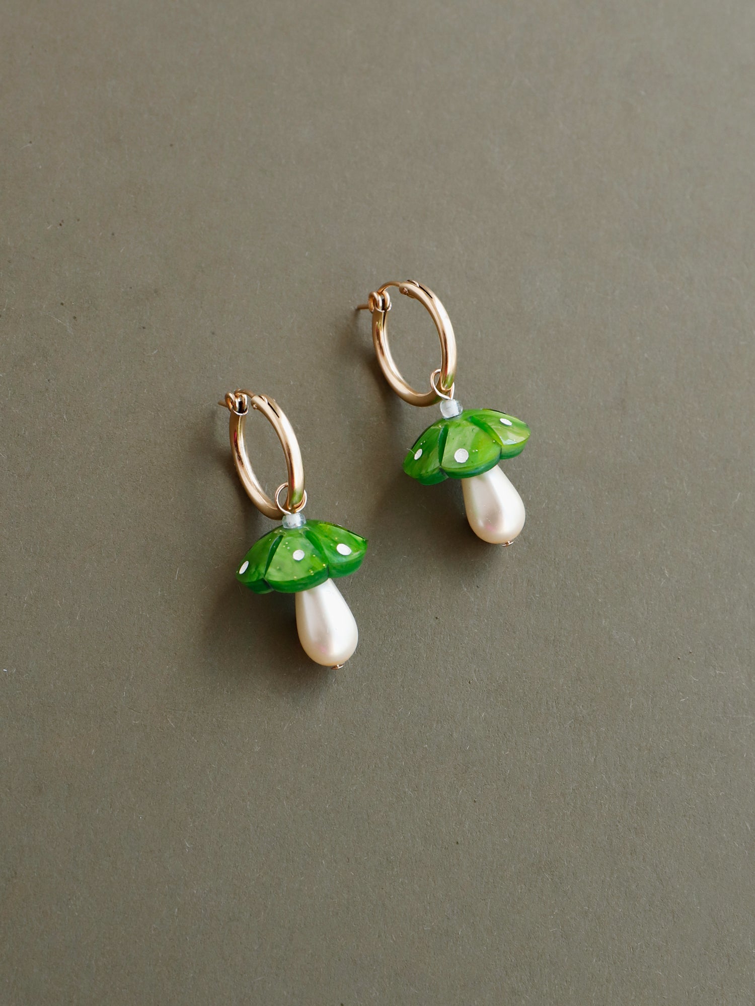 3. Shroom Hoops in Moss - No Hoops/Charms Only - Discontinued